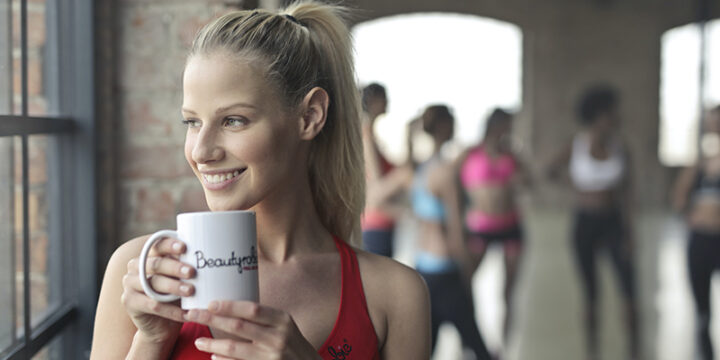 Woman sipping coffee